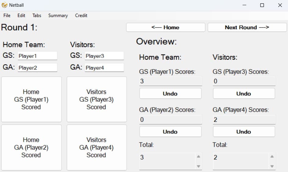 Netball Calculator